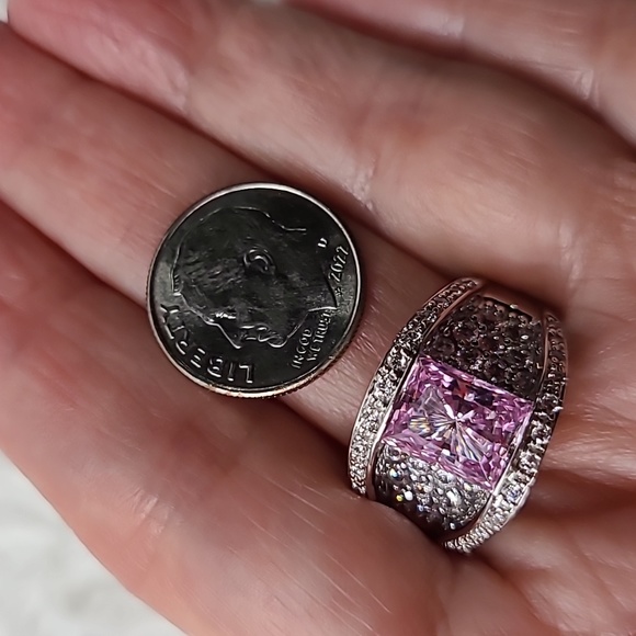 Emerald Cut Pink Sapphire Ring - Picture 13 of 15